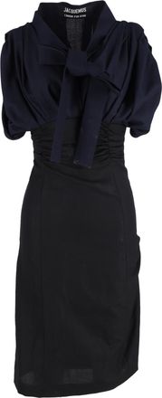 Jacquemus Pre-owned Womens La Robe Madame Ribbon Detail Midi Dress in Navy Blue Wool - Size EU 36 (Womens)