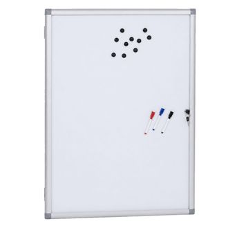 Hhg [nunca Usado] Vitrina Hhg-957, Pizarra Magn&eacute;tica, Pizarra Blanca, Tablero De Anuncios, Aluminio, Con Cerradura, Accesorios Incluidos, 95 X 68 X 7 Cm