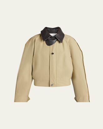 Bottega Veneta Intrecciato Collar Cotton Blouson Jacket