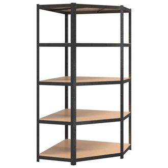 Berkfield Home 5-Layer Heavy-duty Corner Shelf Grey Steel&Engineered Wood