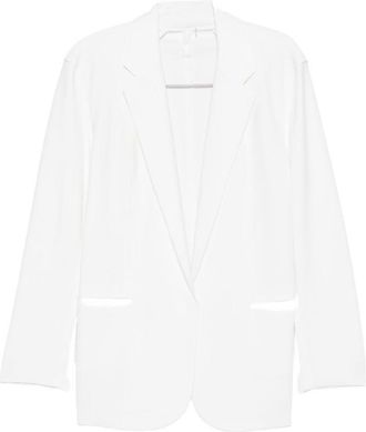 Norma Kamali White Solid Notched Lapel Blazer