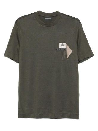 Emporio Armani T-shirt verfraaid met patch - Groen