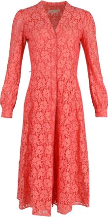Michael Kors Michael Michael Kors midi-jurk met lange mouwen van koraalkleurig katoenkant