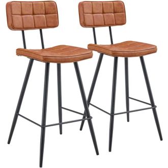 Happy Garden Lote De 2 Taburetes De Bar Fernand De Polipiel Color Co&ntilde;ac