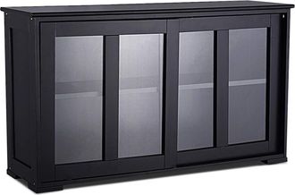 Costway Costway - Aparador Cocina Armario De Ba&ntilde;o Multiusos Gabinete Lateral Con Puertas Correderas (negro)