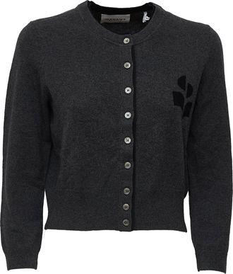 Isabel Marant Lona Intarsia Logo Cotton-Wool Cardigan