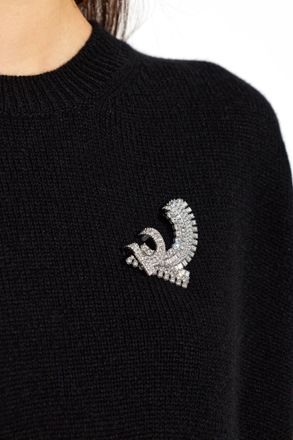 Ferragamo Brooch With Crystals, Womens, Silver