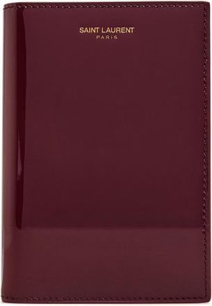 Saint Laurent Logo-stamped Patent Leather Passport Holder - Burgundy - One Size