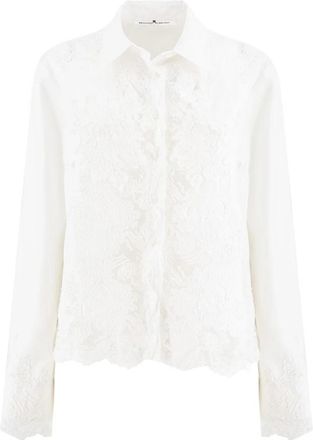Ermanno Scervino Kanten Inzetshirt - Dames - Overhemden - Wit - S - Katoen - Overhemden