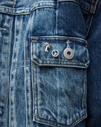 AllSaints Sterling Silver Peace Sterling Silver Pin, Size: One Size