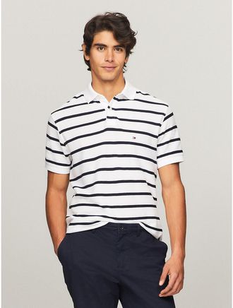 Tommy Hilfiger Mens Regular Fit Stripe Wicking Polo