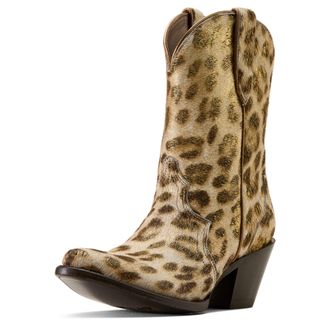 Ariat Womens Julietta J Toe Western Boots in Gilded Leopard Hair On, B Medium Width, Size 6.5, by Ariat