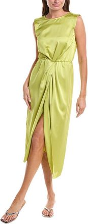 Gracia Cap Sleeve High Slit Satin Midi Dress