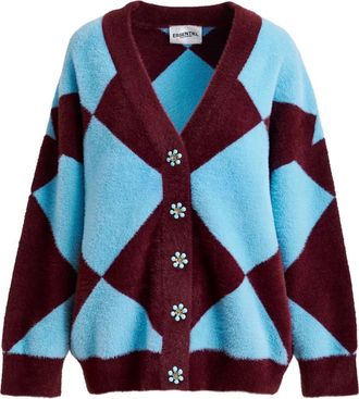 Essentiel Cardigan con motivo a rombi - Blu