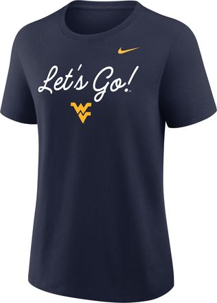 Nike West Virginia Script Mantra Logo Nike Womens College T-Shirt in Blue | 01K941SWVN-VVT