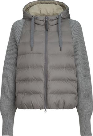 Brunello Cucinelli Nylon hooded down jacket in Grey at Nordstrom, Size 34 It