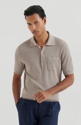 Brunello Cucinelli Rib knit polo in Dove Grey at Nordstrom, Size 44 It