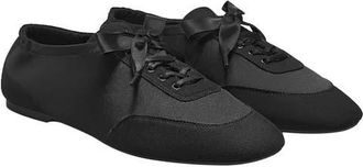Vivaia Cristina Square-Toe Lace-Up Satin Sneakerina in Black at Nordstrom, Size 9.5