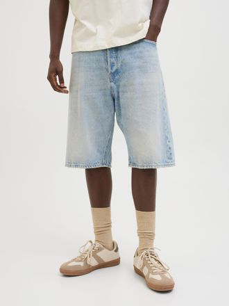 Jack & Jones Shorts JACK & JONES, Damen, Gr. S, N-Gr, blau (blau denim), Denim/Jeans, Obermaterial: 100% Baumwolle, Abriebeffekte, relaxed fit kniebedeckend, Hosen