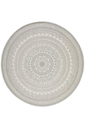 Novel Outdoorteppich, Grau, Textil, Boho, rund, Oeko-Tex Standard 100, waschbar, Teppiche und B&ouml;den, Teppiche, Outdoorteppiche