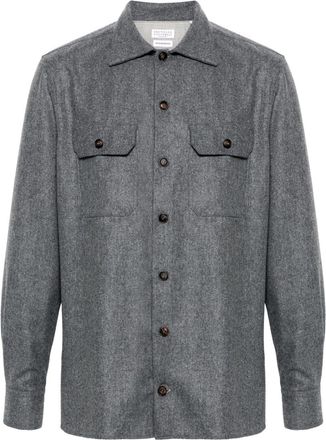 Brunello Cucinelli mélange-effect shirt - men - Virgin Wool/Cotton - 3XL - Grey