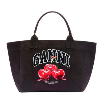 Ganni Tote Bags, female, Black, Size: ONE SIZE Medium tote bag