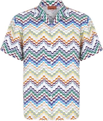 Missoni Bowlinghemd van viscose met zigzagprint - Heren - Korte mouwen Overhemden - Veelkleurig - L - Overhemden