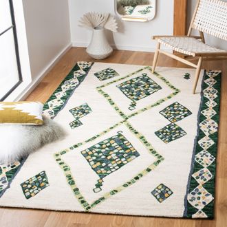 Safavieh Aspen Hand Made Area Rug, Green / Ivory Bohemian Style Non-Shedding