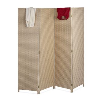 Relaxdays Relaxdays - Biombo 4 Paneles, 180 X 180 Cm, Separador Ambientes Plegable, Moderno, Mampara, Pl&aacute;stico, Color Beige