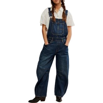 Free People Good Luck Denim Overalls in Deep End at Nordstrom Rack, Size Medium