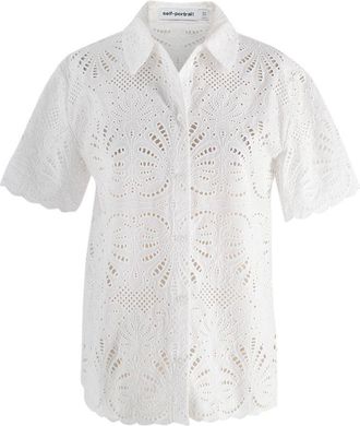 Self Portrait White Broderie Anglaise Shirt Size XXS