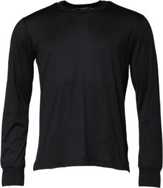 Dolce & Gabbana Mens Silk-Cotton Crew Neck Sweater Black