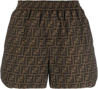 Fendi Ff Canvas Shorts-Donna