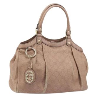 Gucci Pre-owned Handbags, female, Pink, Size: ONE SIZE Pre-owned Vintage GG Canvas Hand Bag