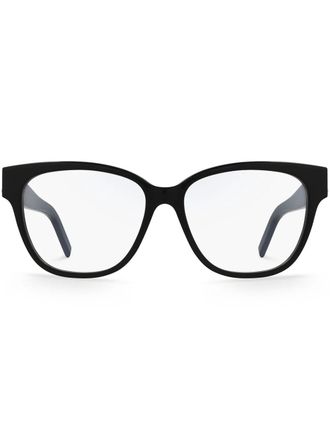 Saint Laurent Eyewear oval shaped glasses - women - Acetate/Metal (Other) - 53 - Black