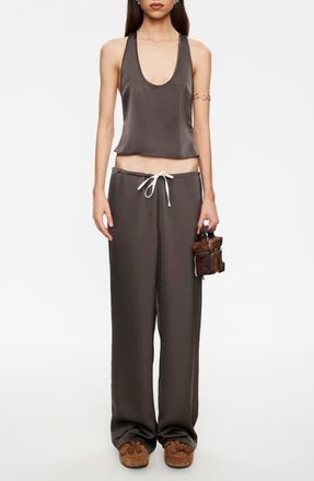 Lioness Femme Satin Drawstring Pants in Mocha at Nordstrom, Size X-Large