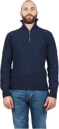 AT.P. CO Blauwe half zip trui voor mannen - Heren - Coltruien - Blauw - S - Wol - Truien & Vesten