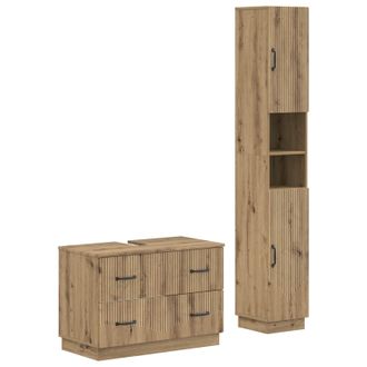 vidaXL Juego De Gabinete De Ba&ntilde;o De 2 Piezas Hoorn Roble Artisan Vidaxl