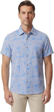 Lords of Harlech Inter Twine Mens Linen Button-up Shirt in Inter Twine Blue at Nordstrom, Size Xx-Large