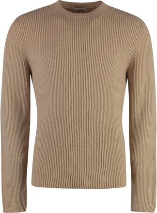 Malo Geribbelde Kamel Gebreide Trui - Heren - Ronde hals truien - Beige - M - Truien & Vesten