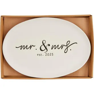 Mud Pie Mr. & Mrs. 2025 Platter in White at Nordstrom Rack