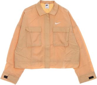 Nike Field Jacket met Verstelbare Manchetten - Dames - Trainingsjackets - Beige - S - Nylon - Fitness
