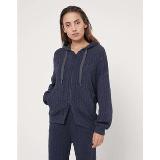 Brunello Cucinelli Dark Blue Cable Knit Sweater, Size X-Large