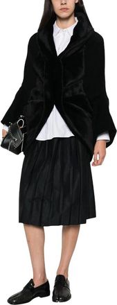 Junya Watanabe Jassen met sjaalkraag van imitatiebont - Dames - Truien - Zwart - Maat: L Wol