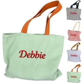 Generic Personalized Embroidered Canvas Tote Bag, Custom Name Tote Bag for Women, Reusable Grocery Shopping Bag, Gift for Mom, Wife, Bridesmaid