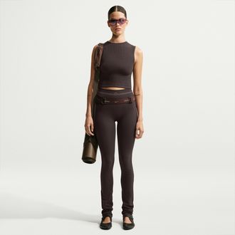 Nike Womens SKIMS Ribbed Seamless 34 Straight Leggings in Brown | IR5018-249