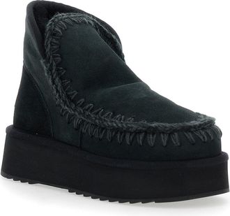 Mou Womens Black Suede Ankle Boots With Braided Detail Sheep