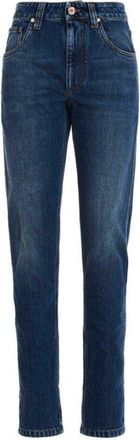 Brunello Cucinelli WomenS Dark Blue Straight Leg Trousers, Size 4