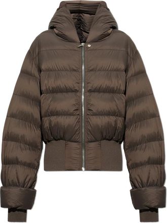 Rick Owens Jassen, Heren, Bruin, M, Wol, Het Donsjack met Capuchon