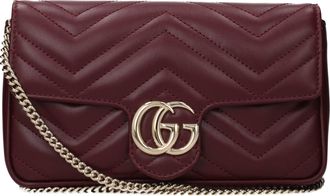 Gucci Marmont Pochette Damess Leer Rood/Bordeaux